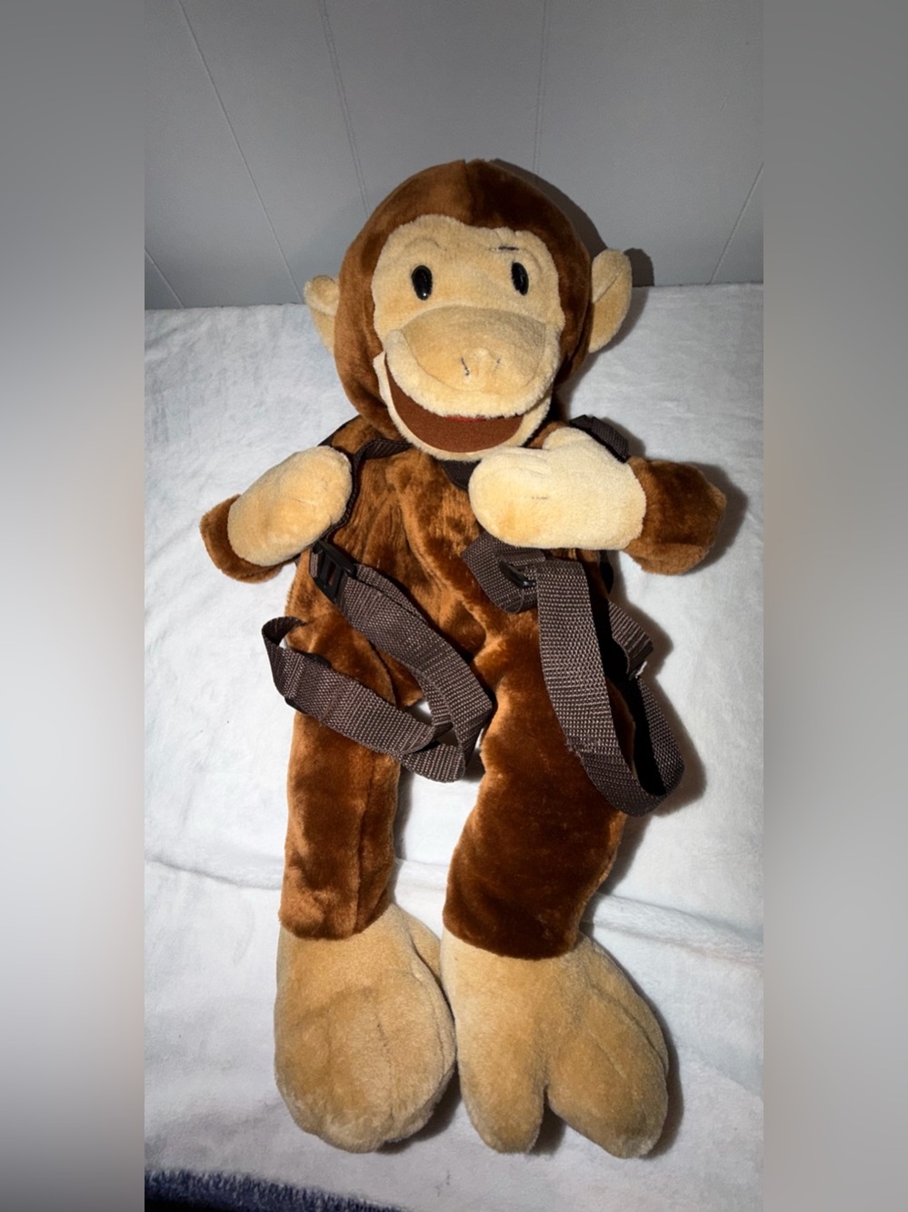 Vintage Wildkin Curious George Plush Backpack- Adjustable Straps- Hand puppet